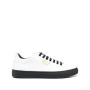 Witte Leren Sneakers met Logo Plaat Moschino , White , Heren