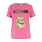 Schattig en Eigenzinnig Bear Mirror T-Shirt Moschino , Pink , Dames