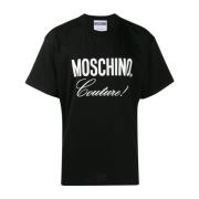 Katoenen Logo T-Shirt - Klassieke Pasvorm Moschino , Black , Heren