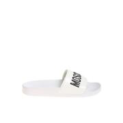 Witte Logo Zwembadschoenen Moschino , White , Heren