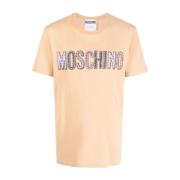 Logo-Patch Katoenen T-shirt, Beige Moschino , Beige , Heren