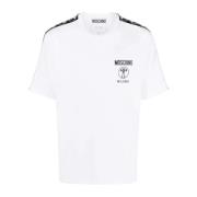 Witte T-shirt met Logo Print Moschino , White , Heren