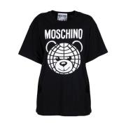 Zwart World Teddy Crewneck T-Shirt Moschino , Black , Dames