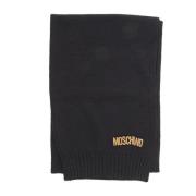 Wollen Sjaal met Lettering Logo Moschino , Black , Dames