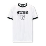 T-shirt met logo Moschino , White , Heren