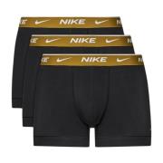 Zwarte Boxershorts met Gouden Elastische Tailleband en Logo Nike , Bla...