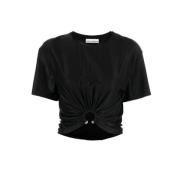 Luxe Zwarte Top met Elegant Gesp Detail Paco Rabanne , Black , Dames