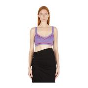 Futuristische Metallic Gebreide Crop Top Paco Rabanne , Purple , Dames