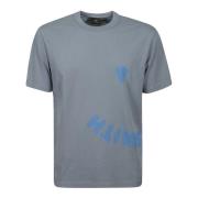 Blij Print Katoenen T-Shirt voor Heren Paul Smith , Blue , Heren