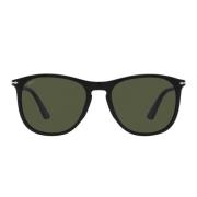Klassieke zwarte zonnebril met groene lenzen Persol , Black , Unisex