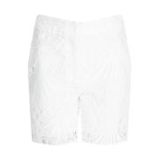 Shorts met hoge taille en geborduurd patroon Pinko , White , Dames