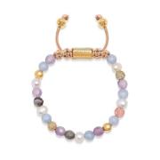 Women`s Beaded Bracelet with Aquamarine, Amethyst Lavender, Cherry Qua...