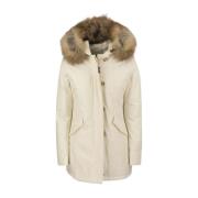 Milky Cream Arctic Raccoon Parka Woolrich , Beige , Dames