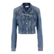 Denimjack met riemdetail Off White , Blue , Dames