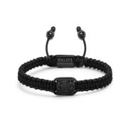 Men's Black String Bracelet with Black CZ Flatbead Nialaya , Black , H...