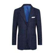 Blauwe Glen Plaid Kasjmier Jas Kiton , Blue , Heren