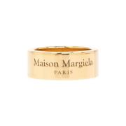 Gegraveerde Logo Zilveren Ring Maison Margiela , Yellow , Unisex