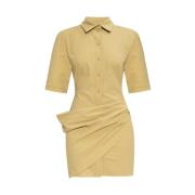 Khaki Overhemdjurk met Gedrapeerde Plooi Jacquemus , Green , Dames