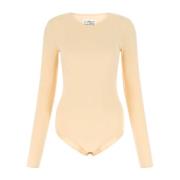 Elegant Roze Stretch Viscose Bodysuit Maison Margiela , Beige , Dames