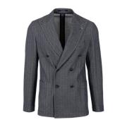 Blauwe Katoenen Dubbelrijige Formele Blazer Tagliatore , Blue , Heren