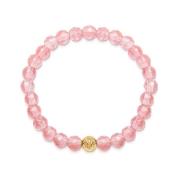 Women`s Wristband with Cherry Quartz and Gold Nialaya , Pink , Dames