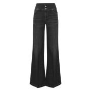 Uitlopende jeans met hoge tailleband Kocca , Black , Dames