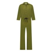 Oliva Groene Technische Jersey Jumpsuit Jane Lushka , Green , Dames