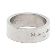 Logo-gegraveerde zilveren bandring Maison Margiela , Gray , Heren