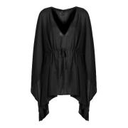 Losvallende V-hals Poncho Philipp Plein , Black , Dames