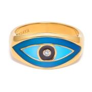 Men's Large Evil Eye Ring Nialaya , Yellow , Heren