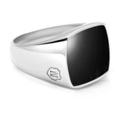 Men's Silver Signet Ring with Onyx Nialaya , Gray , Heren