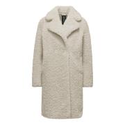 Krullende Sherpa Fleece Jas met Revers BomBoogie , Beige , Dames