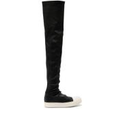 Zwarte Leren Kous Bovendelen Rick Owens , Black , Dames