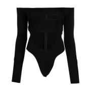 Zwart Off-Shoulder Cut-Out Bodysuit Mugler , Black , Dames