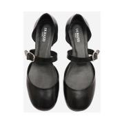 Stijlvolle zwarte leren ballerina`s Durazzi Milano , Black , Dames