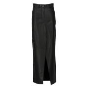 Zwarte Leren Maxi Rok Darkpark , Black , Dames