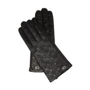 Leren Handschoenen met Ingelegd Logo - Zwart Calvin Klein , Black , Un...