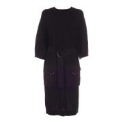 SLV -jurk met riem Dkny , Black , Dames