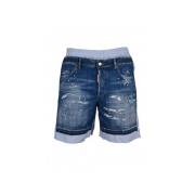 Denim Bi-Materiaal Shorts Dsquared2 , Blue , Heren