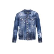 Denim Stretch Slim Fit Overhemd Dsquared2 , Blue , Heren