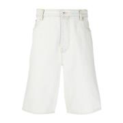 Logo-geborduurde denim shorts Kenzo , White , Heren