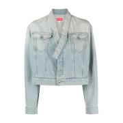 Faded-effect Cropped Denim Jack Kenzo , Blue , Dames