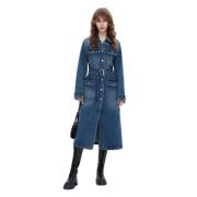 Vintage Cargo Stijl Denim Jas met Riem Miss Sixty , Blue , Dames