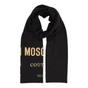 Logo Wollen Sjaal Moschino , Black , Dames