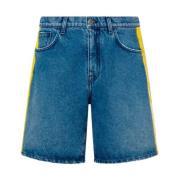 Blauwe Denim Shorts met Handgeschilderde Zijstrepen Moschino , Blue , ...