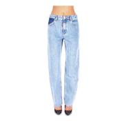 Dames Logo Achterrits Broek Moschino , Blue , Dames