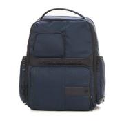 Nylon Leren Rugzak met Laptopvak Piquadro , Blue , Heren