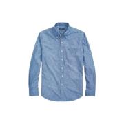 Donker Denim Chambray Overhemd Polo Ralph Lauren , Blue , Heren