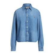 Oversized Denim Overhemd Polo Ralph Lauren , Blue , Dames