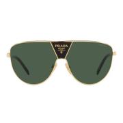 Trendy Metalen Zonnebril met Groene Lenzen Prada , Yellow , Unisex